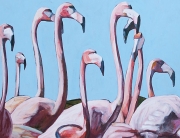 Flamingo Watching ll Detail 32 x 32 in Acrylic Ingrid Manzione