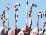 FlamingoWatching I Acrylic 32x32 Ingrid Manzione