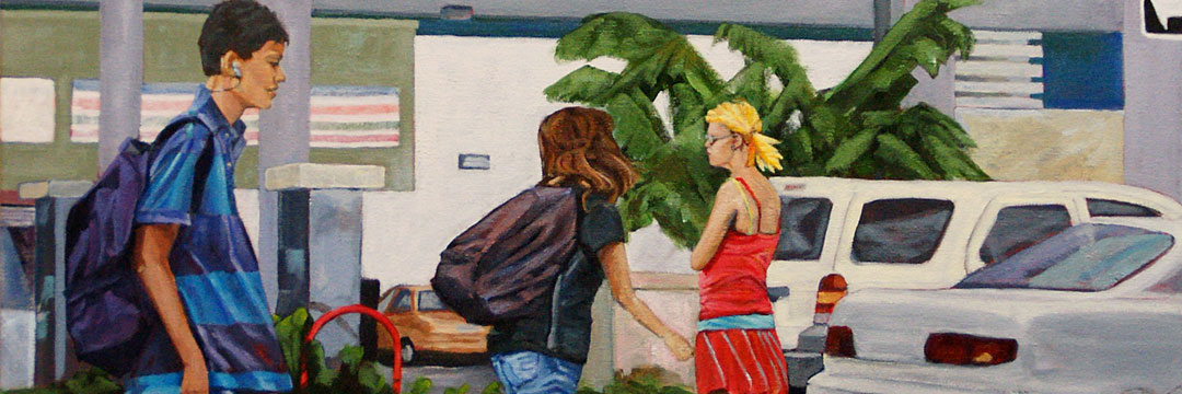 Corner of King, Honolulu, Hawaii Acrylic Painting 30x40 Ingrid Manzione