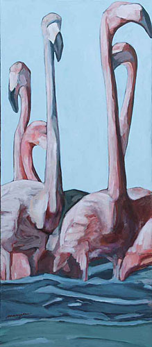 Flamingo Flamboyance Acrylic 14x32 Ingrid Manzione-x