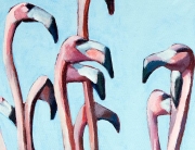 The Flamingos Are Watching - Thumbnail Acrylic 10 x 8" Ingrid Manzione